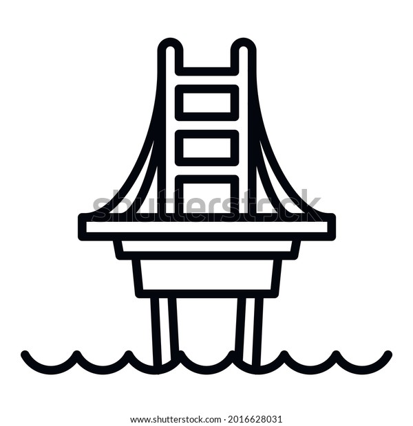 Modern bridge icon. Outline\
modern bridge vector icon for web design isolated on white\
background