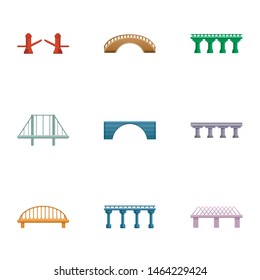 Modern bridge icon set. Cartoon set of 9 modern bridge vector icons for web design isolated on white background