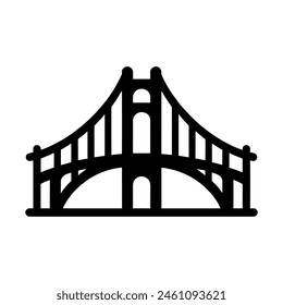 Modern Bridge Icon Vector with Monochrome Style Isolated on White Background