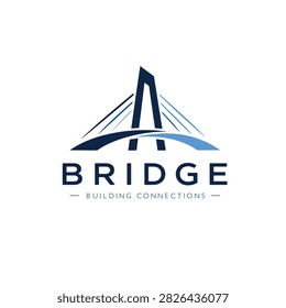 Modern Bridge Logo Design Arch Tower Construction Architecture Vector.