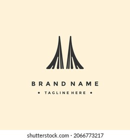 Modern bridge M lettering minimal logo design