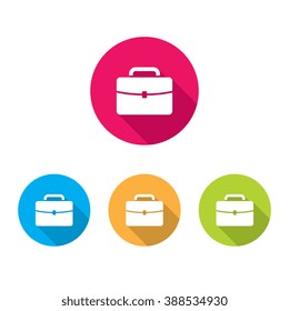 Modern Briefcase Icon With Long Shadow