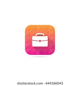 Modern Briefcase Icon With Long Shadow