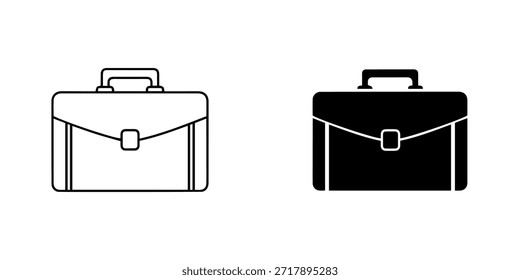 Iconos modernos del vector del maletín en estilos negros del contorno y sólidos para el uso del negocio y de la oficina