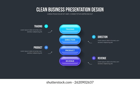 Modern Briefing Four Element Infographic Frame Template. Advertising Portfolio Slide Design Vector Illustration. Creative Performance 4 Option Diagram Slideshow Layout.
