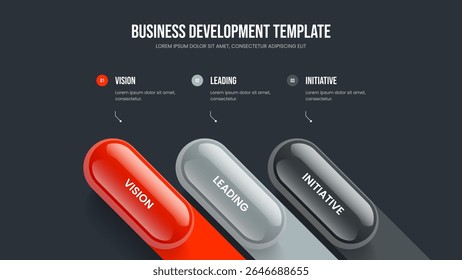 Modelo Moderno de Quadro de Diagrama de Três Elementos. Ilustração de Vetor de Design de Apresentação de Análise Digital. Layout do Slide Infográfico de 3 Etapas do Relatório Empresarial.