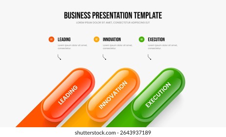 Modern Briefing Three Element Infographic Frame Design. Service Analysis Slide Layout Vector Illustration. Business Strategy 3 Option Diagram Slideshow Template.
