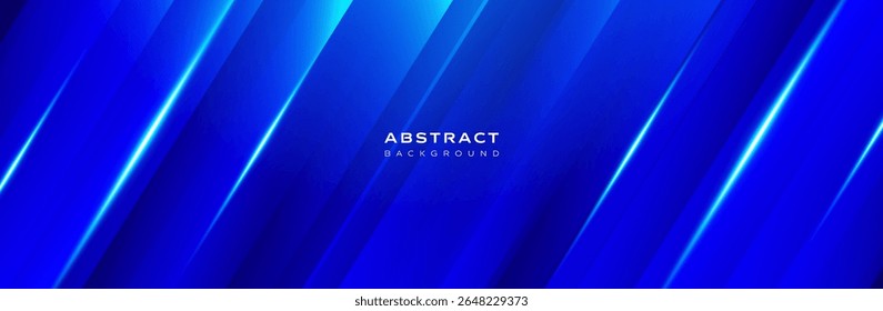 Modelo de fundo de linhas diagonais de gradiente azul brilhante moderno. Conceito digital futurista com efeitos de luz. Site, capa, banner, apresentação.