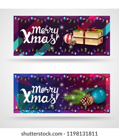 Modern, bright Christmas banner template with bright background
