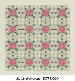 modern bright color abstract  geometric pattern, vector seamless from abstract forms in blue red and beige, endless texture for printing onto fabric, web page background, paper, invitation