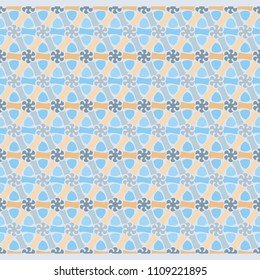 modern bright color abstract  geometric pattern, vector seamless from abstract forms in blue orange beige, endless texture for printing onto fabric, web page background, paper, invitation