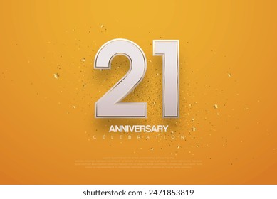 Modern and bright design with the number 21 in white to celebrate the anniversary. Premium vector design for greetings, party invitations and social media posts.