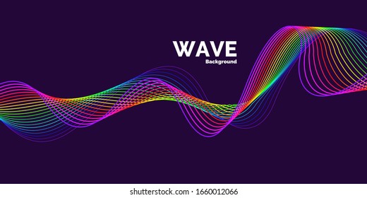 Modern bright dynamic wave lines. Abstract vector background.