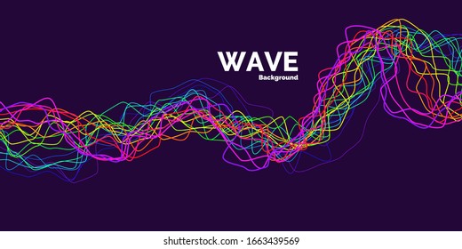 Modernas líneas de ondas dinámicas brillantes. Fondo del vector abstracto.