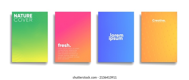 modern bright gradient color background with abstract line pattern. multi colored cover template design.