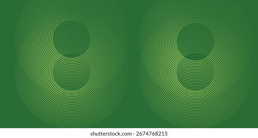 Fondo verde brillante moderno del gradiente con las líneas brillantes del círculo de neón elemento y los puntos de medio tono abstractos simples modernos