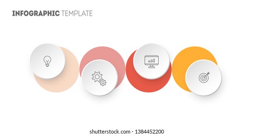 Modern bright infographic design template for business, education, web design, banners, brochures, flyers, workflow.  Timeline with 4 steps, circles, options. 