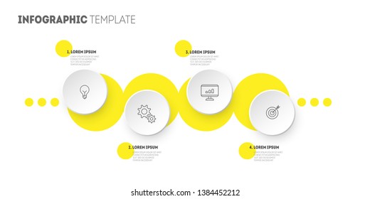 Modern bright infographic design template for business, education, web design, banners, brochures, flyers, workflow.  Timeline with 4 steps, circles, options. 