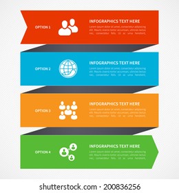 Modern bright minimal arrow step styled social network and business infographics options banner. Vector illustration. Flat design