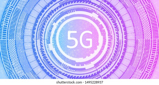 Modern bright neon 5G Network New Wireless mobile Internet Wi-Fi Connection banner