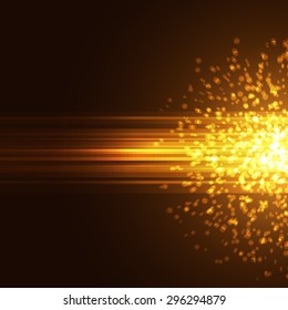 Modern bright particle abstract background explosion ray card. Vector illustration
