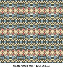 Modern bright  pattern in blue and red, vector, seamless for fabric,  design, textile,  paper, carpet, border