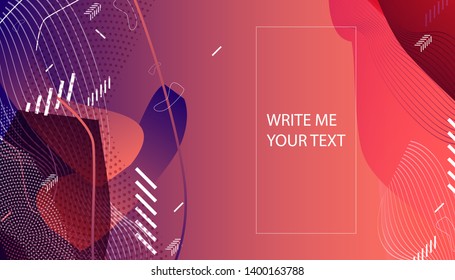 Modern bright pink banner abstract background in the style minimalist geometric gradient texture points and lines art