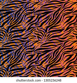 Modern bright tiger background. Abstract seamless pattern. Striped animal skin