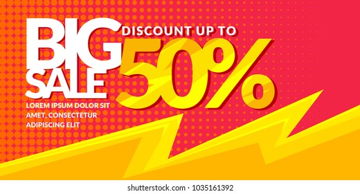 Modern bright vector poster Big sale. Banner for advertising discounts. A template for design of the store