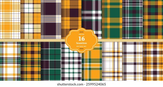 Modern Bright Vermillion and Pale Ruby Seamless Tartan Textile Design Set of 16