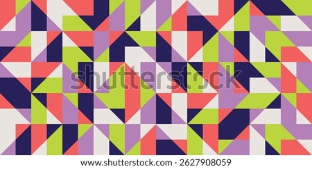 Modern, brightly colored background with diagonals, triangles, diamonds and squares