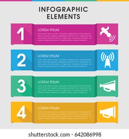 Modern broadcasting infographic template. infographic design with broadcasting icons includes megaphone. can be used for presentation, diagram, annual report, web design.