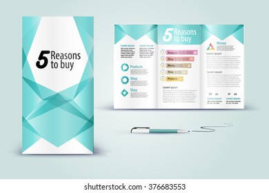 Modern brochure. Color application booklet template design for corporate identity with statistics and infographics. Cover layout and infographics. Business stationery.