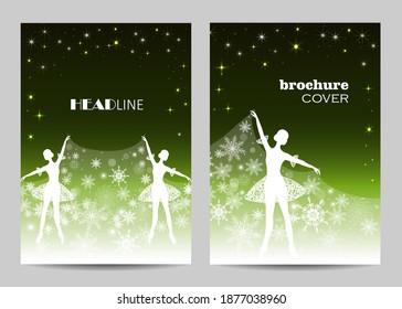 Modern brochure cover design with tender ballerinas and snowflakes.