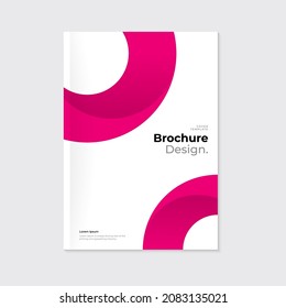 Modern brochure, cover, leaflet template. Pink rounded abstract arc shapes on white background. Vector. A4
