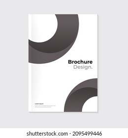 Modern brochure, cover, leaflet template design. Rounded gray abstract arc shapes on white background. A4 blank