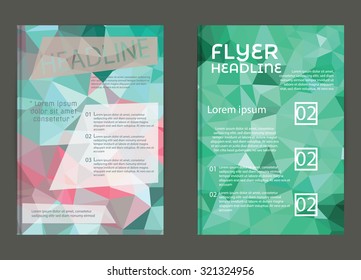modern brochure cover and letterhead template low polygon geometric triangular pattern design for print,in A4 size
