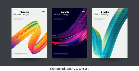 Modern brochure covers with Colorful 3d shapes. Vector illustration.