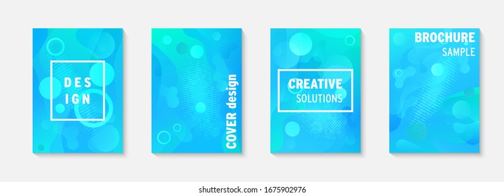 Modern brochure covers set, futuristic design. Abstract dynamic colored template minimal poster, flyer, hipster style, typography wallpaper. Fluid brochure design. Annual report, book cover template