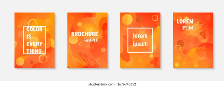Modern brochure covers set, futuristic design. Abstract dynamic colored template minimal poster, flyer, hipster style, typography wallpaper. Fluid brochure design. Annual report, book cover template