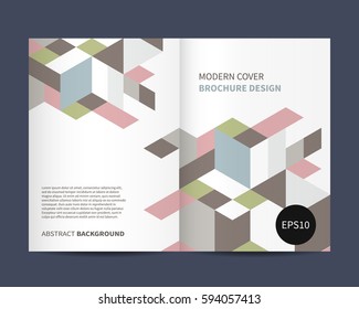 Modern Brochure Design With Isometric Pattern. Geometric Backgrounds. Vector Cover Template EPS10 For Annual Report, Business Plan, Financial Report, Corporate Design, Promotional Printing