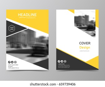 Modern Brochure Design, Yellow Annual Report Cover, Business Flyer. Corporate Identity Leaflet Template. Trendy Presentation Template, Magazine Cover