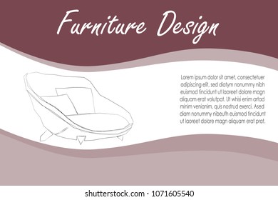 Modern brochure flyer design template with line furniture. Contemporary sofa vector illustrations. Business magazine, poster, banner, website.