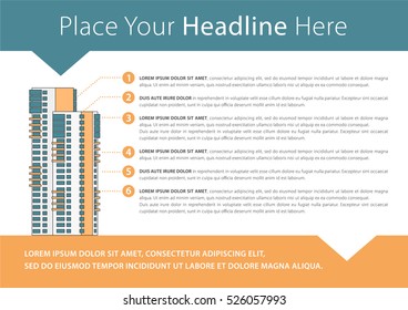 Modern Brochure Flyer design template in A4. Building vector illustrations. Can be adapt to Magazine, Poster, Flyer, Banner, Website.