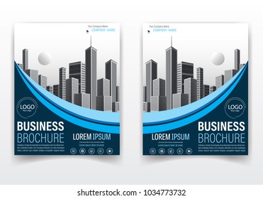 Modern Brochure or Flyer Poster Design Vector Template with Blue Color