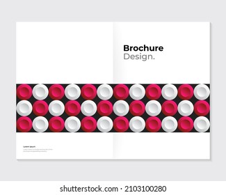 Modern brochure, leaflet template. 3D bulk geometric round elements, pattern on white background