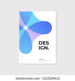 Modern brochure, leaflet template design. Blue and purple geometric abstract figure on white background