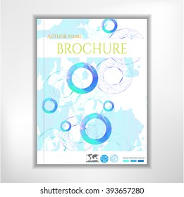 Modern brochure, report, flyer, template design with blue circles, text, isolated on bright background