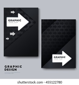 modern brochure template design with arrow element in black and white