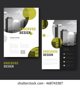 Modern brochure template design with city landscape and circle elements